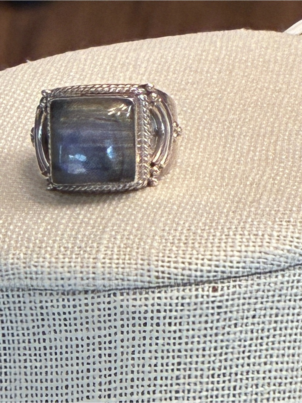 Sterling Silver Labradorite Statement Ring - Gray Blue